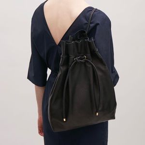 COS raw edge soft leather drawing backpack